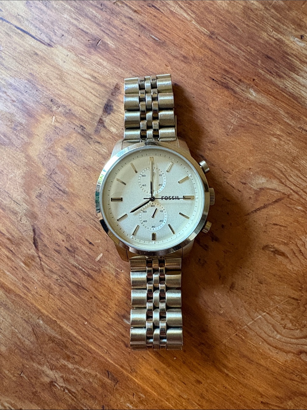Fossil FS5348 Townsman Beige Dial Men's Watch BROKEN BATTERY